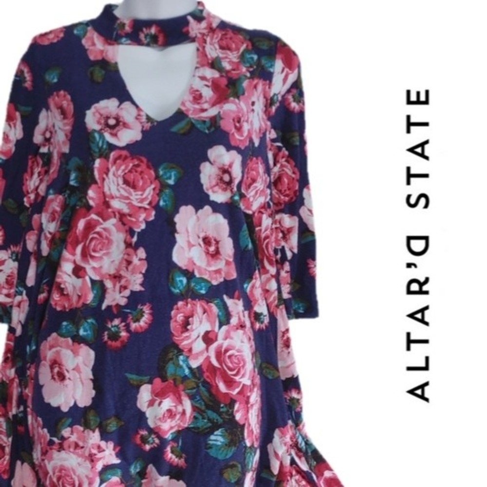 Altar'd State Pink Rose A-line Keyhole Dress - Small